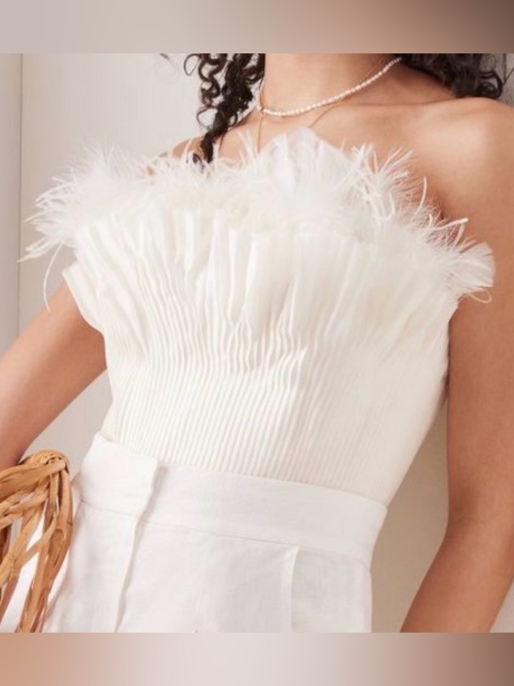 Andres Otolara Brassavola Top 4 Ostrich Feather Silk Organza Corset Bustier NWT